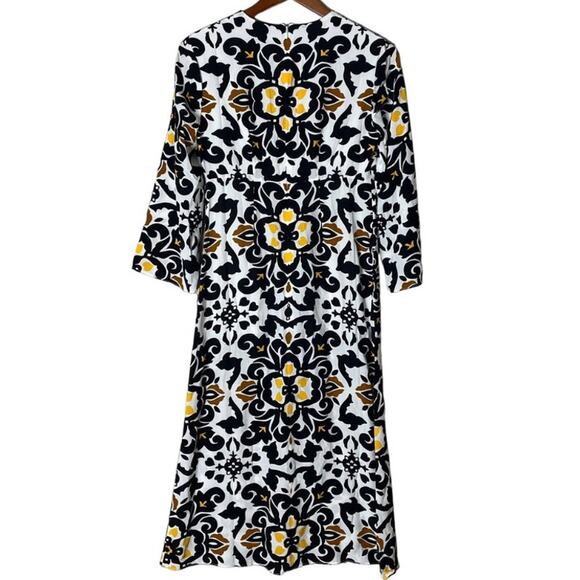 Boden Vibrant Floral Midi Dress in Black and Yellow - Picture 3 of 4